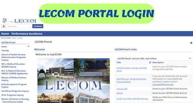 LECOM Portal Login
